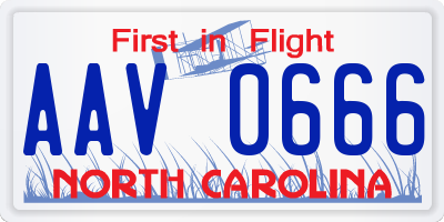 NC license plate AAV0666