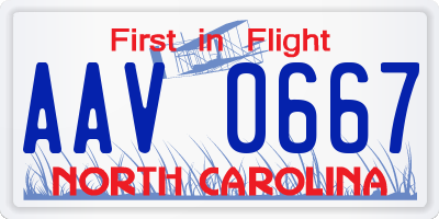 NC license plate AAV0667