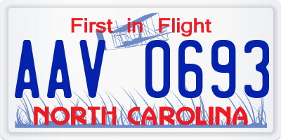 NC license plate AAV0693