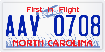 NC license plate AAV0708