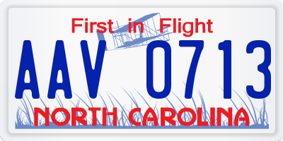 NC license plate AAV0713