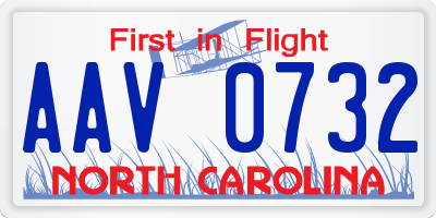 NC license plate AAV0732