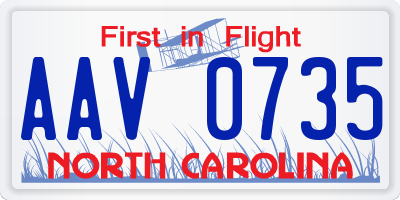 NC license plate AAV0735