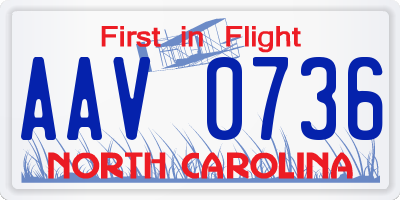 NC license plate AAV0736