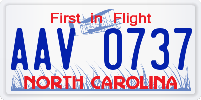 NC license plate AAV0737