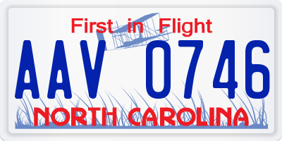 NC license plate AAV0746
