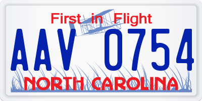 NC license plate AAV0754