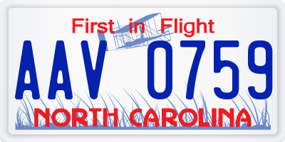 NC license plate AAV0759