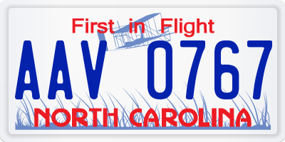 NC license plate AAV0767