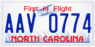 NC license plate AAV0774