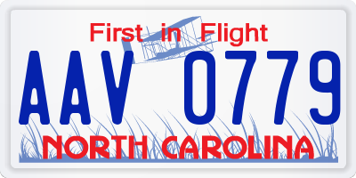 NC license plate AAV0779