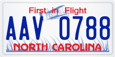 NC license plate AAV0788