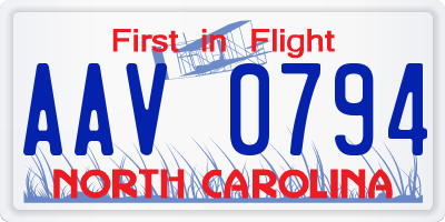 NC license plate AAV0794