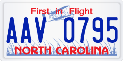 NC license plate AAV0795