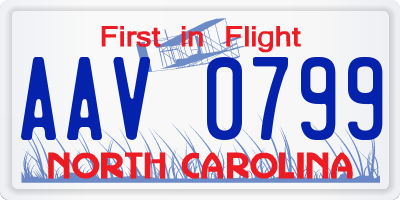 NC license plate AAV0799