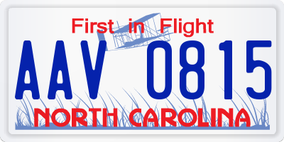 NC license plate AAV0815