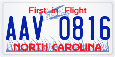 NC license plate AAV0816
