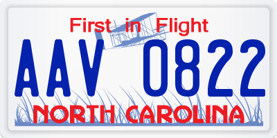 NC license plate AAV0822