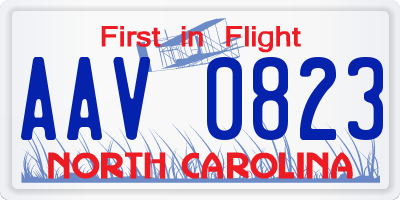 NC license plate AAV0823