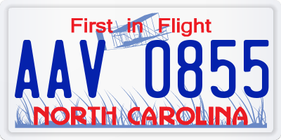 NC license plate AAV0855