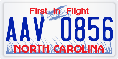 NC license plate AAV0856