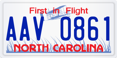 NC license plate AAV0861