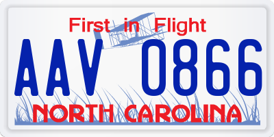 NC license plate AAV0866