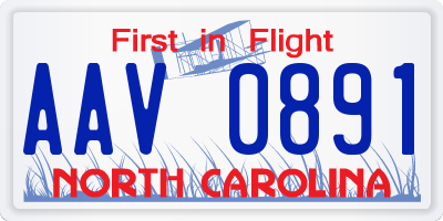 NC license plate AAV0891