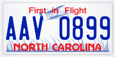 NC license plate AAV0899