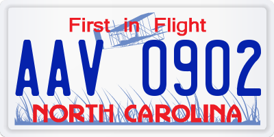 NC license plate AAV0902