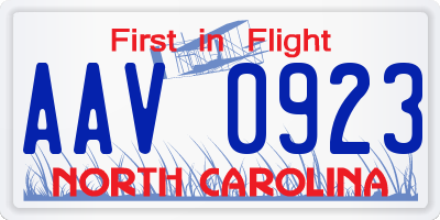 NC license plate AAV0923