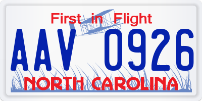 NC license plate AAV0926