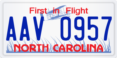 NC license plate AAV0957
