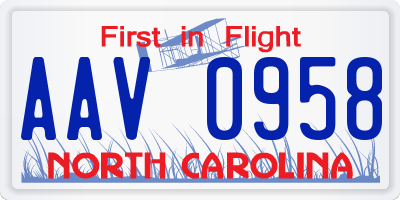 NC license plate AAV0958