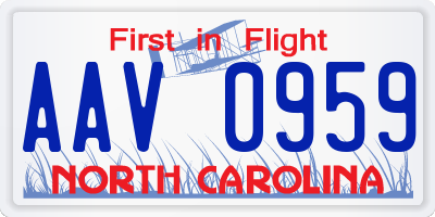 NC license plate AAV0959