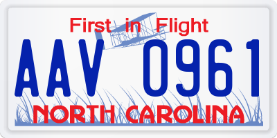 NC license plate AAV0961