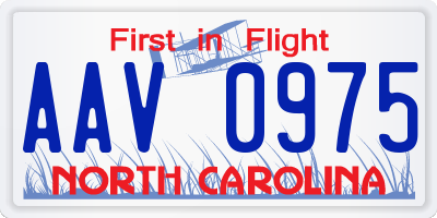 NC license plate AAV0975
