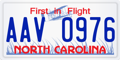 NC license plate AAV0976