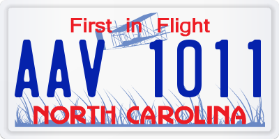 NC license plate AAV1011