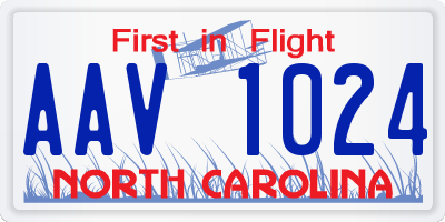 NC license plate AAV1024