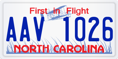 NC license plate AAV1026