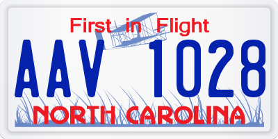 NC license plate AAV1028