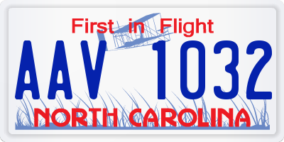 NC license plate AAV1032