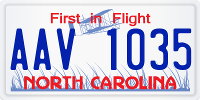 NC license plate AAV1035