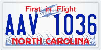 NC license plate AAV1036