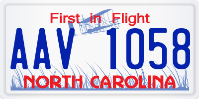 NC license plate AAV1058