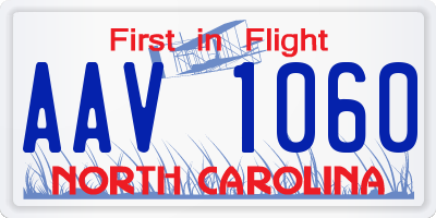 NC license plate AAV1060