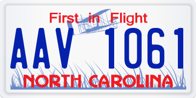 NC license plate AAV1061