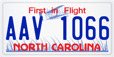 NC license plate AAV1066