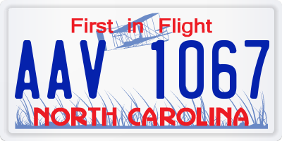NC license plate AAV1067